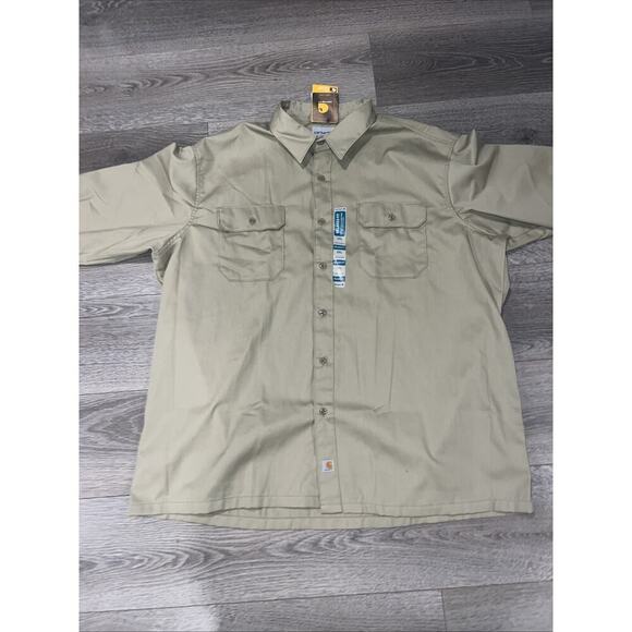 Carhartt Work Shirt Mens 3XL Button-Up Tan Long Sleeve Pockets S224 KHI Adult - Picture 1 of 8